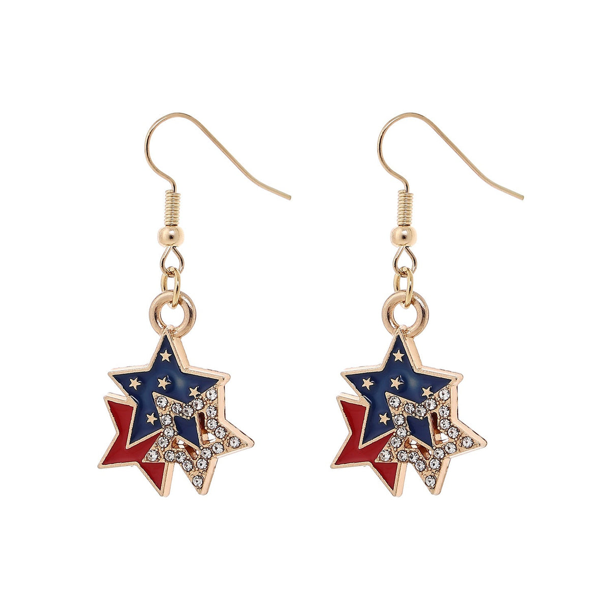 USA Flag Pendant Hook Earrings — earrings, view 2
