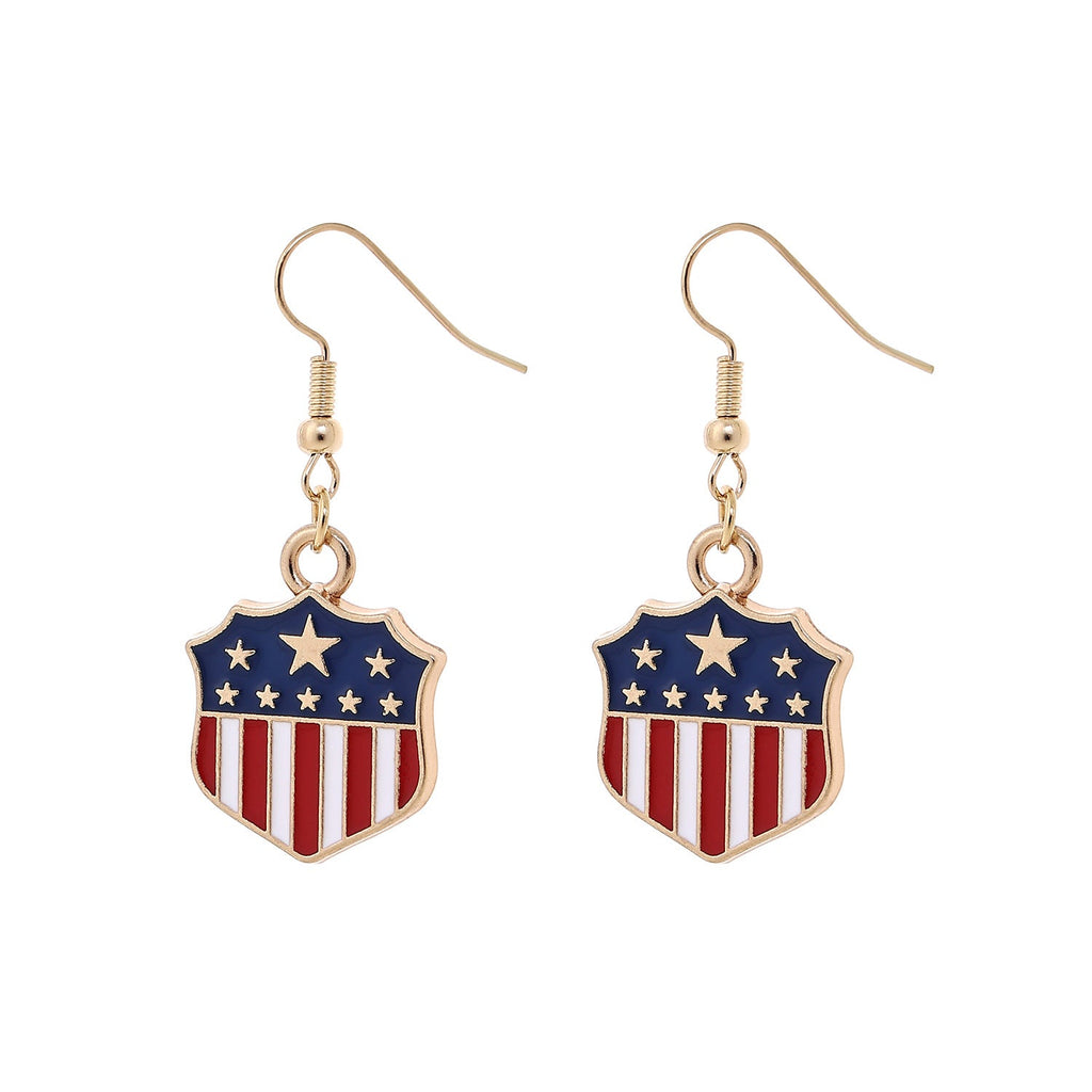 USA Flag Pendant Hook Earrings — earrings, view 3