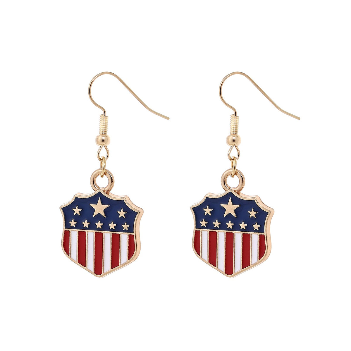 USA Flag Pendant Hook Earrings — earrings, view 3