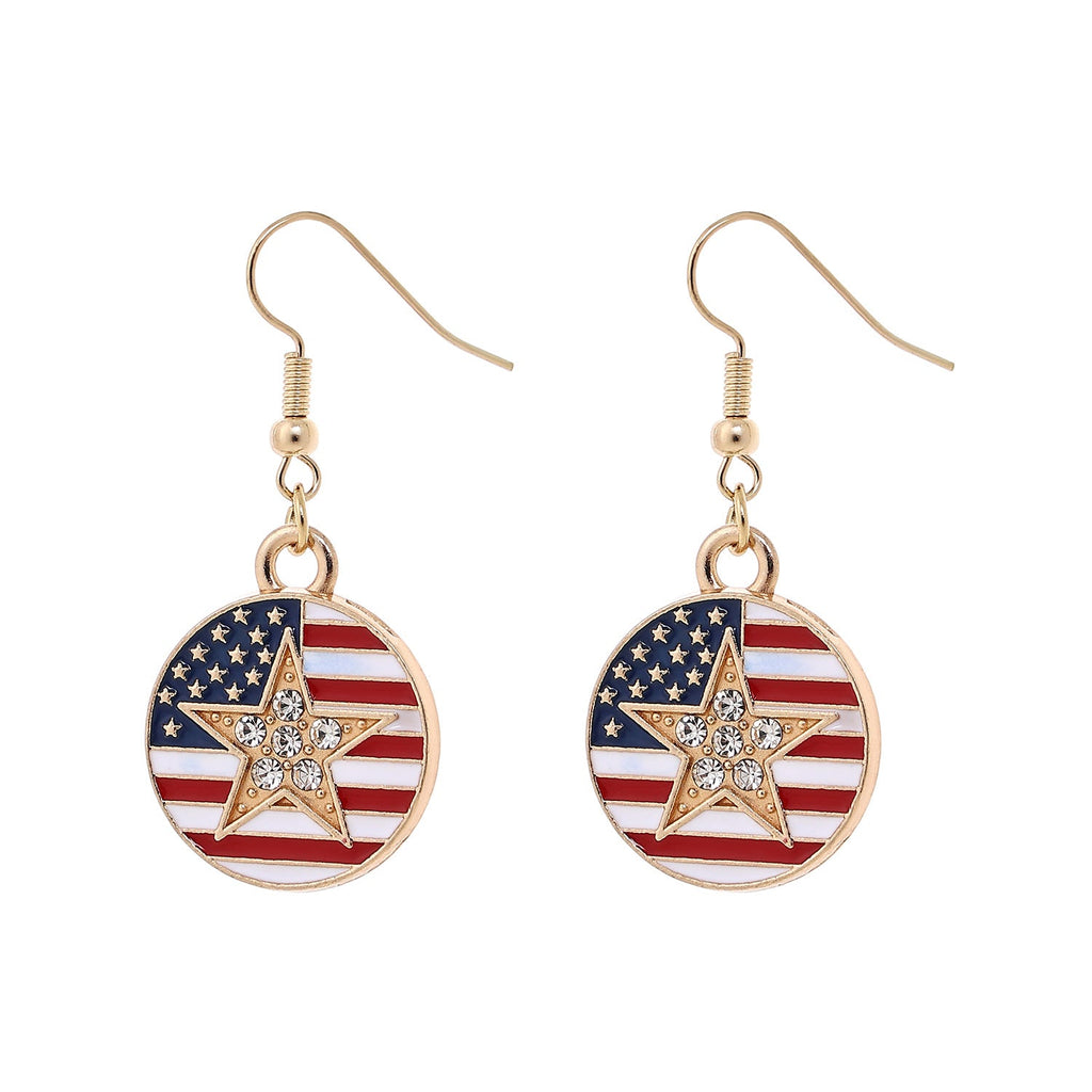 USA Flag Pendant Hook Earrings — earrings, view 4