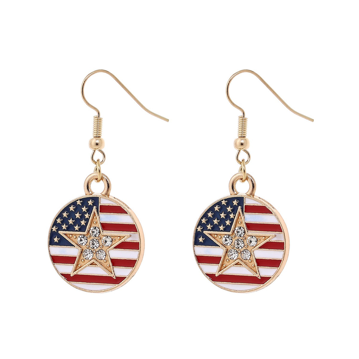 USA Flag Pendant Hook Earrings — earrings, view 4