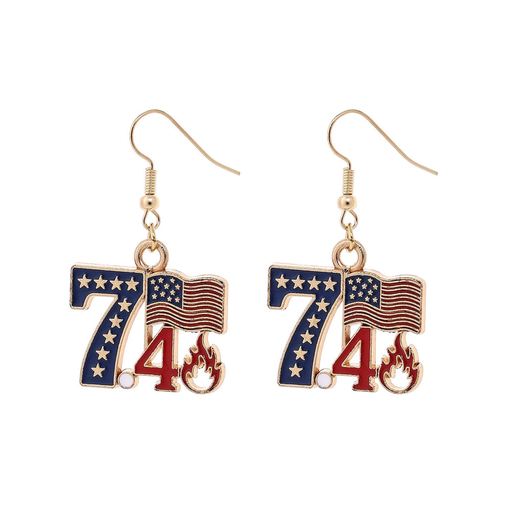 USA Flag Pendant Hook Earrings — earrings, view 6