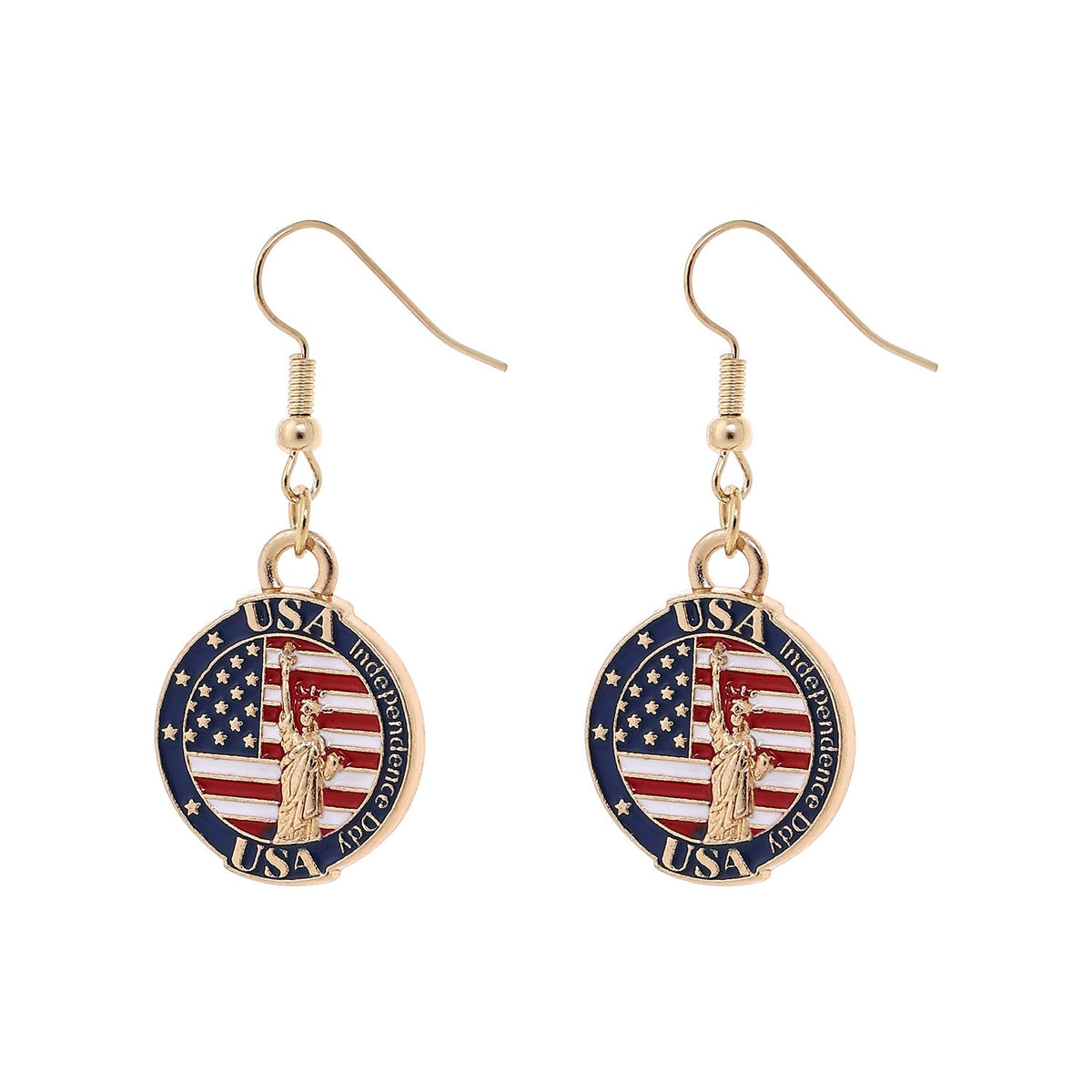 USA Flag Pendant Hook Earrings — earrings, view 7
