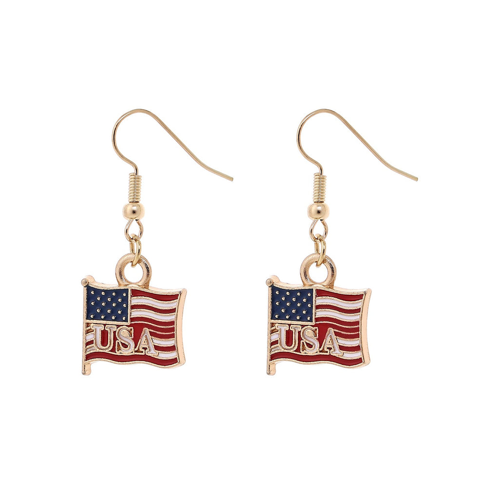USA Flag Pendant Hook Earrings — earrings, view 9