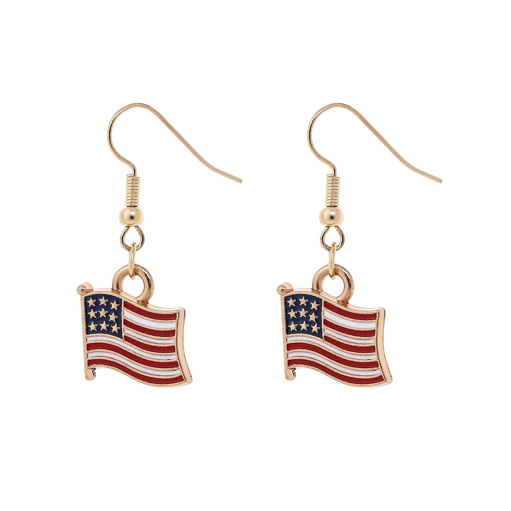 USA Flag Pendant Hook Earrings — earrings, view 10