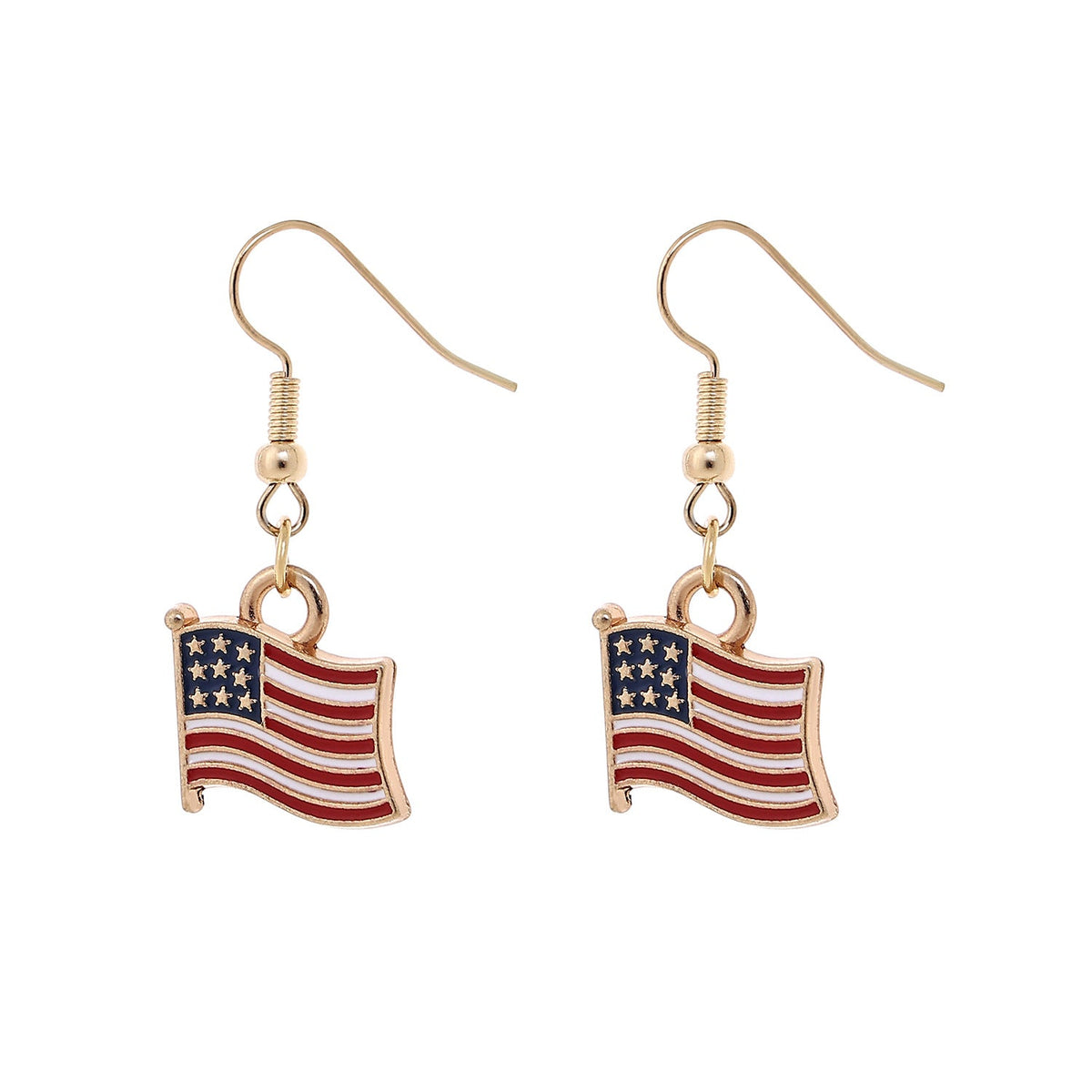 USA Flag Pendant Hook Earrings — earrings, view 10