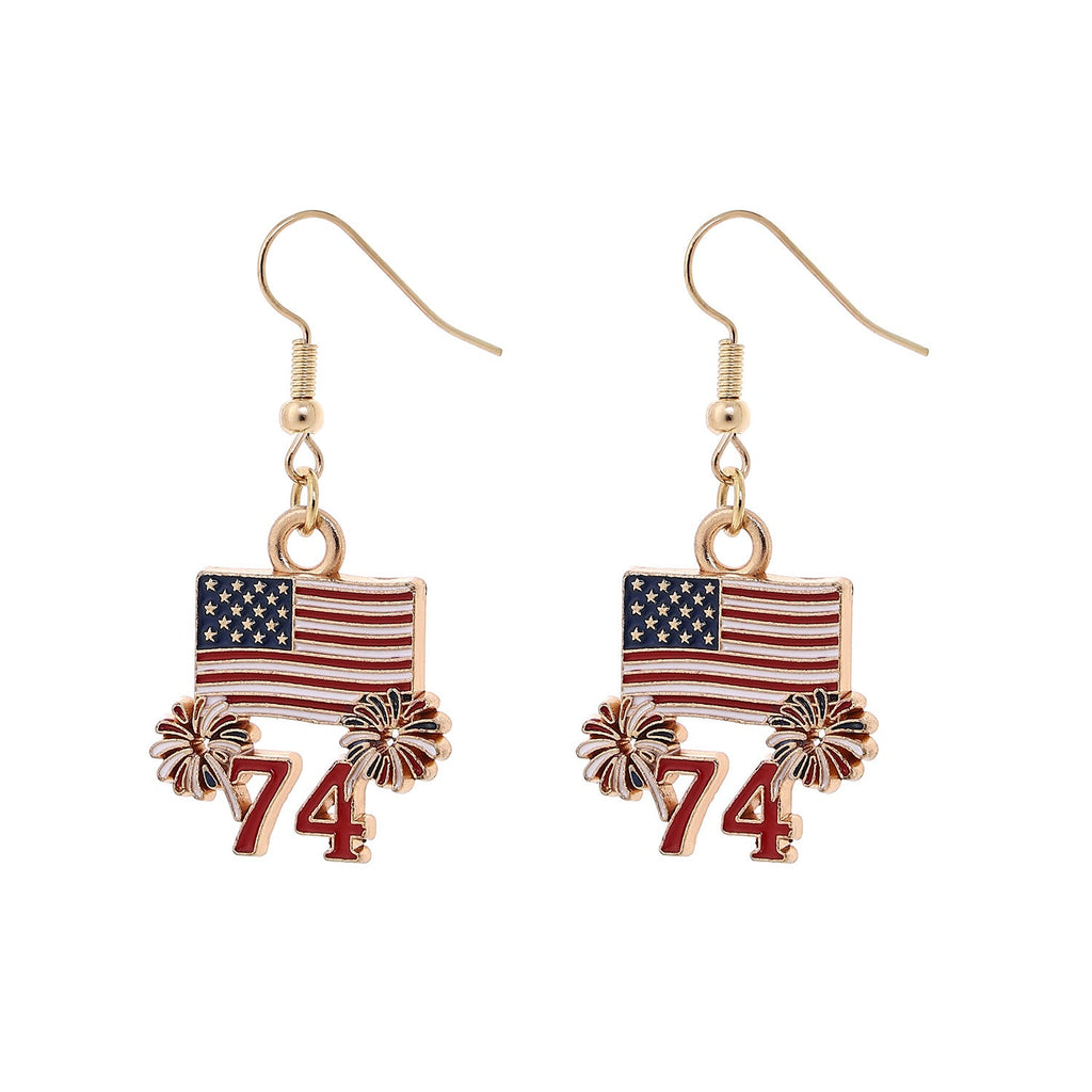 USA Flag Pendant Hook Earrings — earrings, view 11