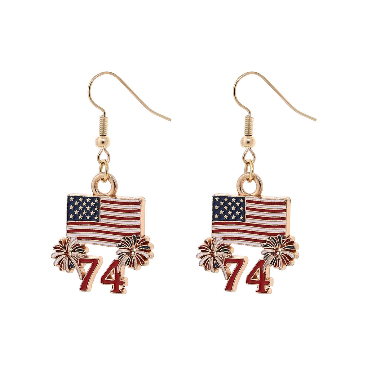 USA Flag Pendant Hook Earrings — earrings, view 11