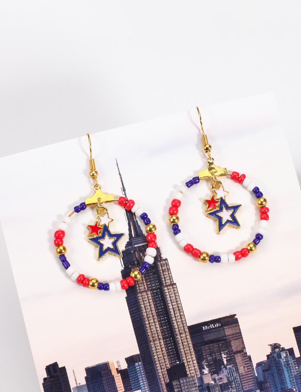 Star Pendant Beaded Chain Earrings — earrings