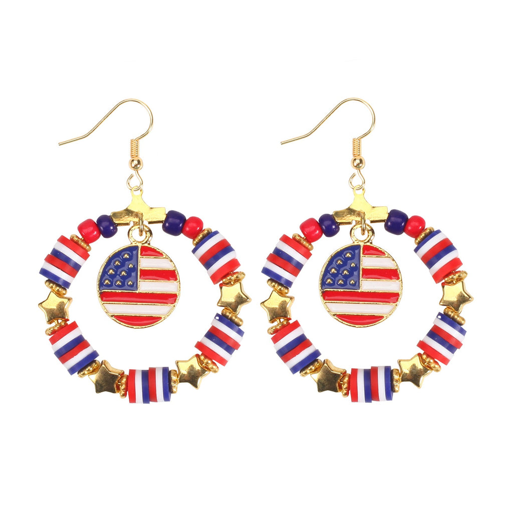 Star Pendant Beaded Chain Earrings — earrings, view 2