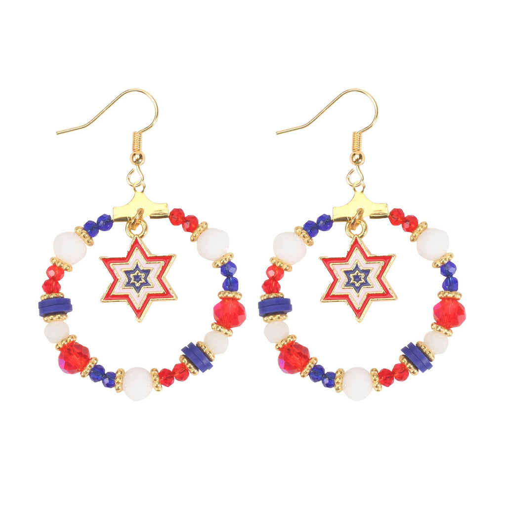 Star Pendant Beaded Chain Earrings — earrings, view 4