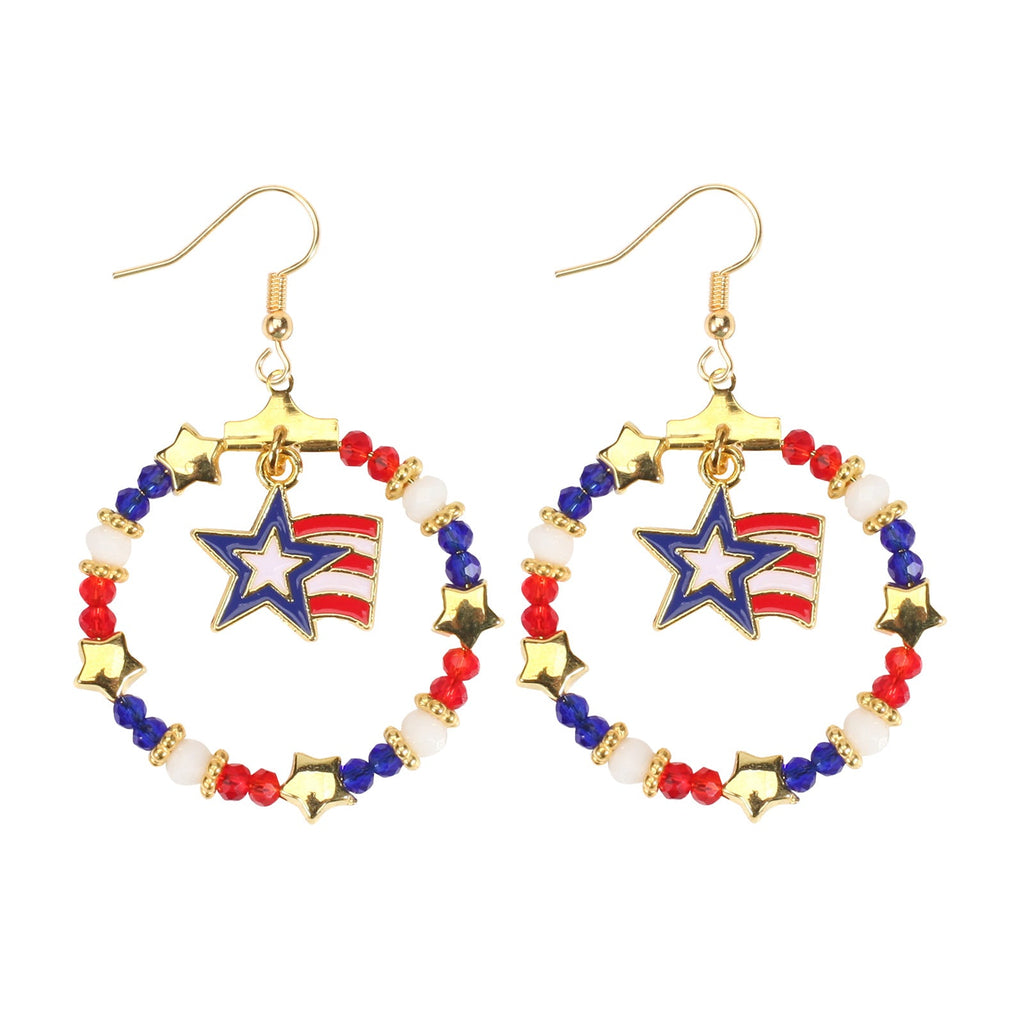 Star Pendant Beaded Chain Earrings — earrings, view 5