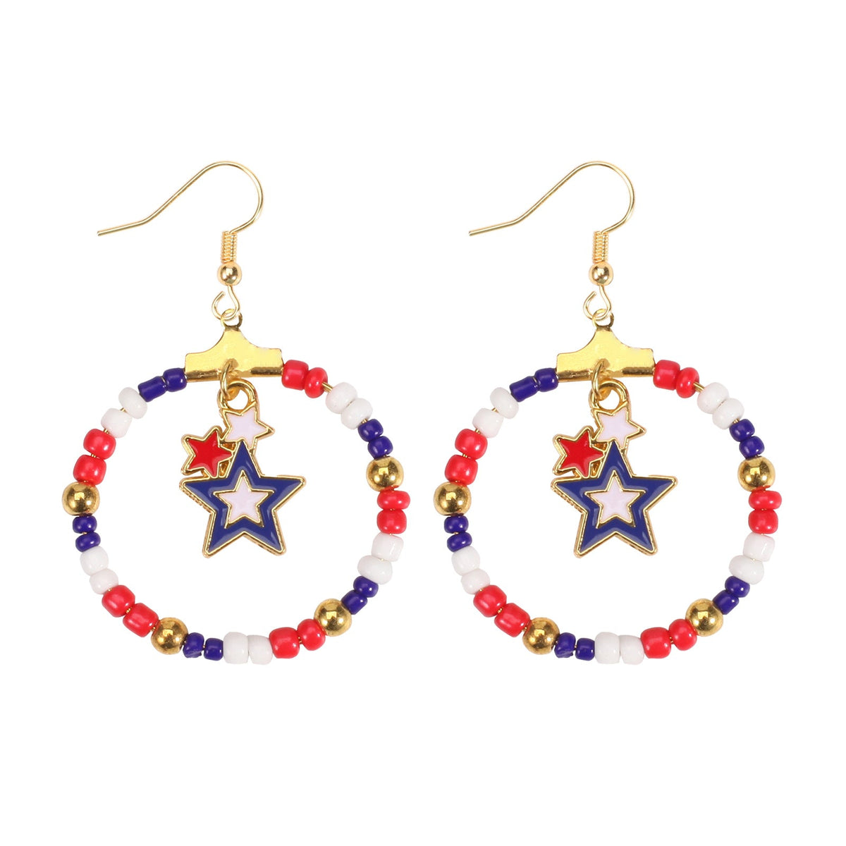 Star Pendant Beaded Chain Earrings — earrings, view 6