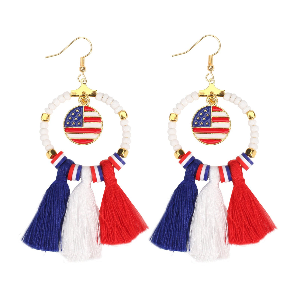 Star Pendant Beaded Chain Earrings — earrings, view 8