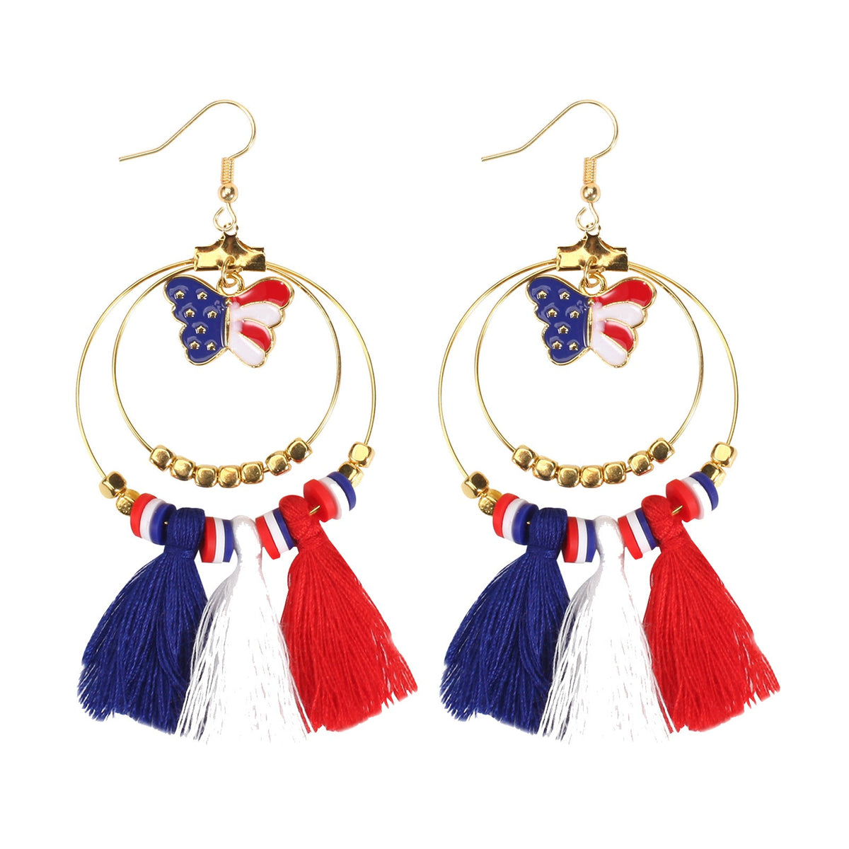 Star Pendant Beaded Chain Earrings — earrings, view 9