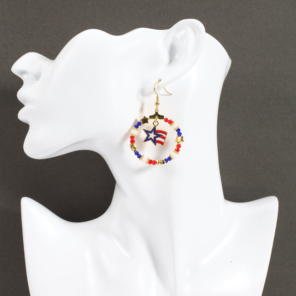 Star Pendant Beaded Chain Earrings — earrings, view 14