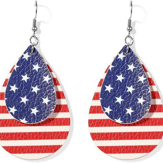 Flag Cross Pendant Hook Earrings — earrings, view 4