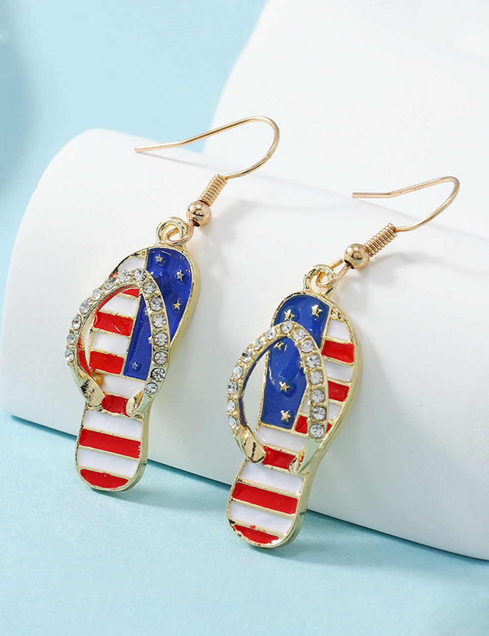 USA Flag Slipper Pendant Earrings — earrings