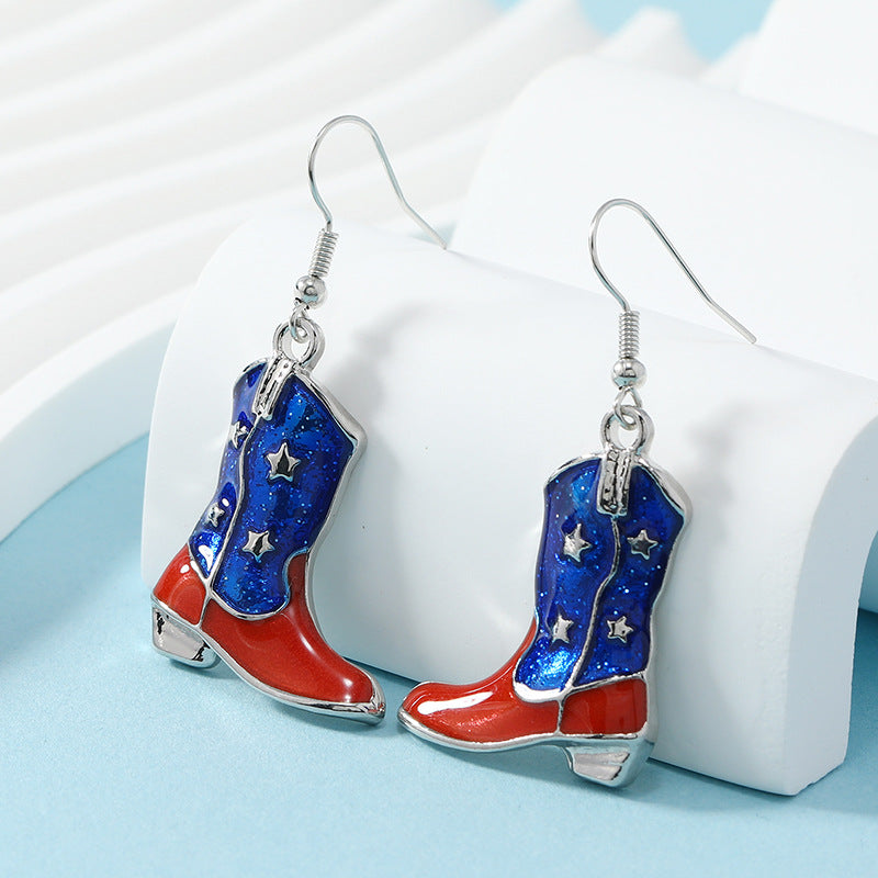 USA Flag Slipper Pendant Earrings — earrings, view 2