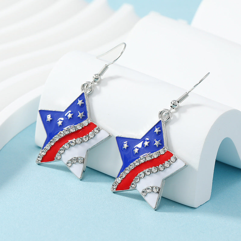 USA Flag Slipper Pendant Earrings — earrings, view 3