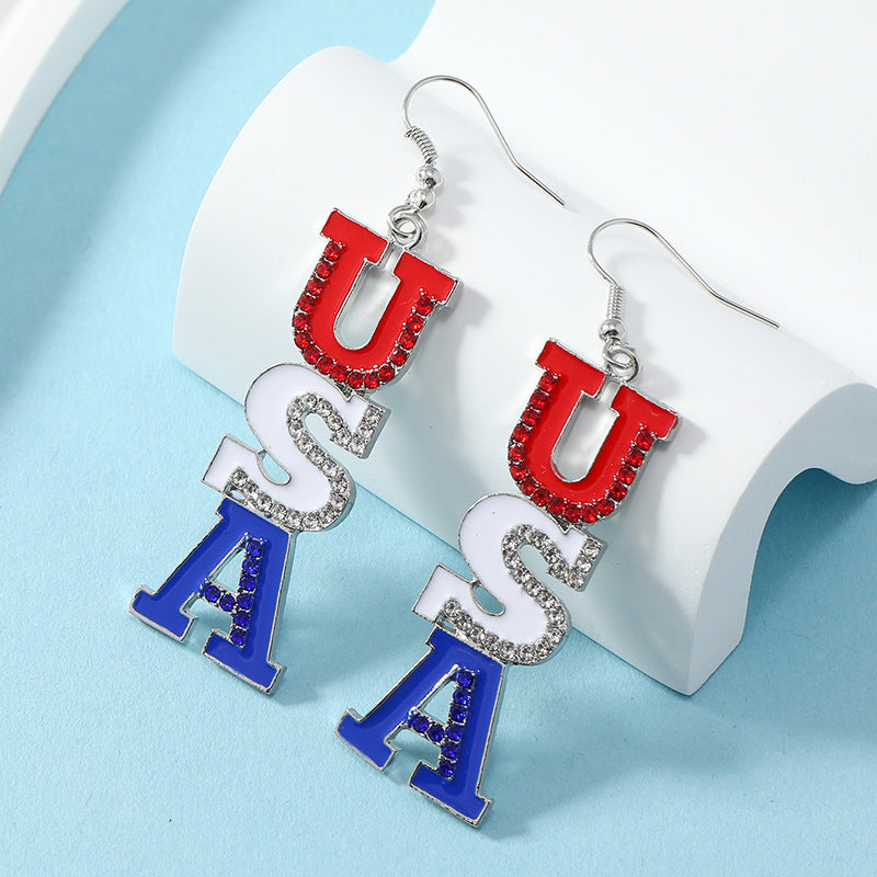 USA Flag Slipper Pendant Earrings — earrings, view 4