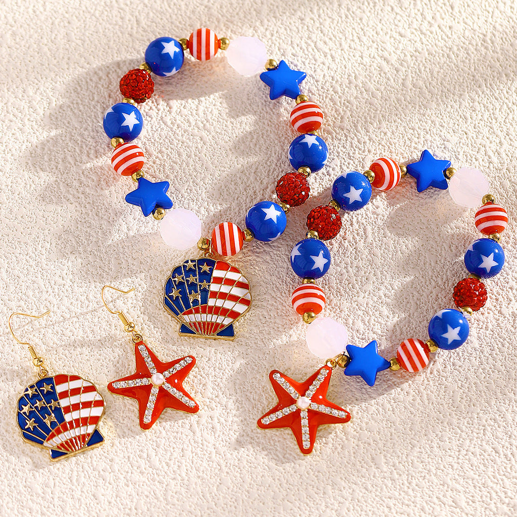 USA Flag Shell Pendant Earrings — earrings, view 4