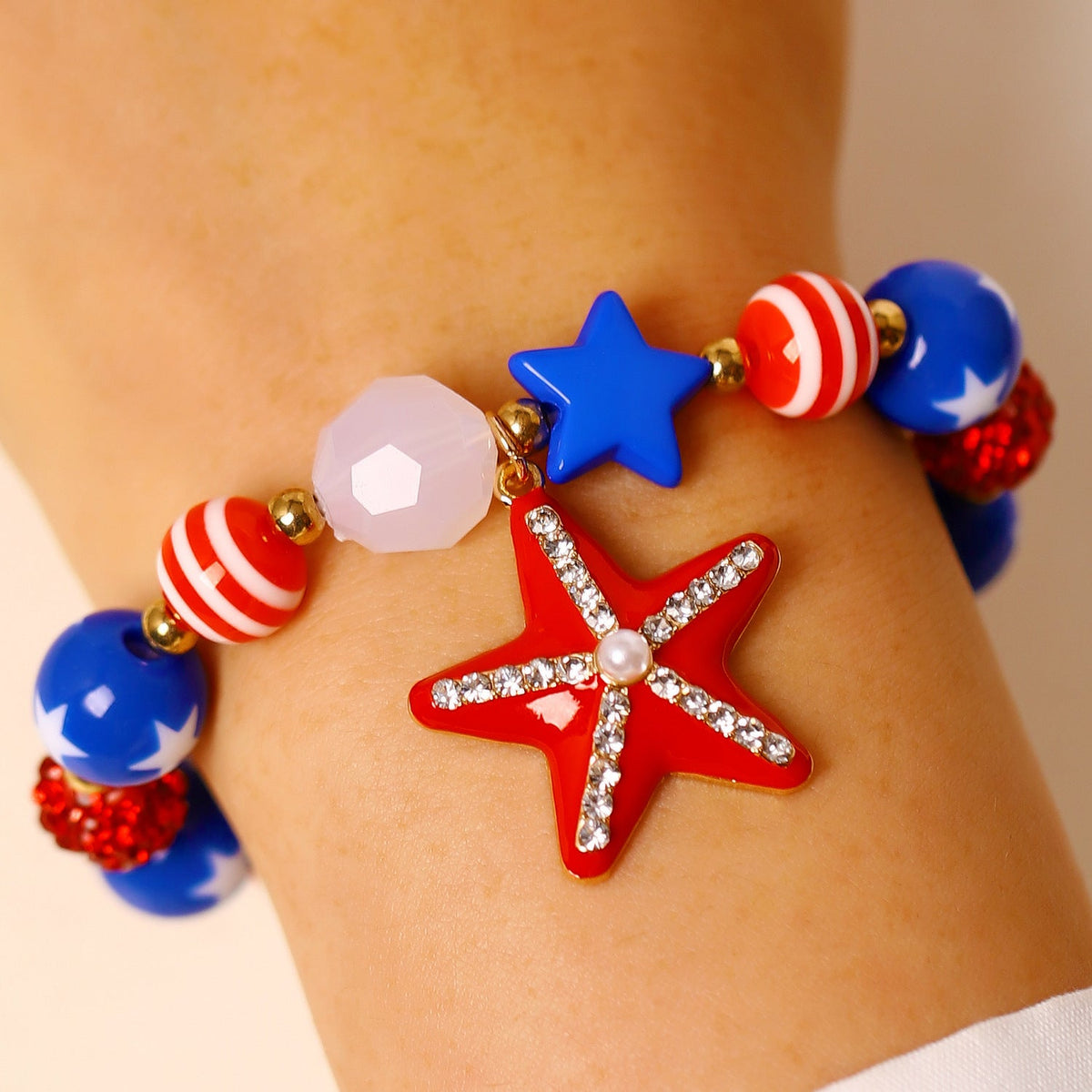USA Flag Shell Pendant Earrings — earrings, view 5