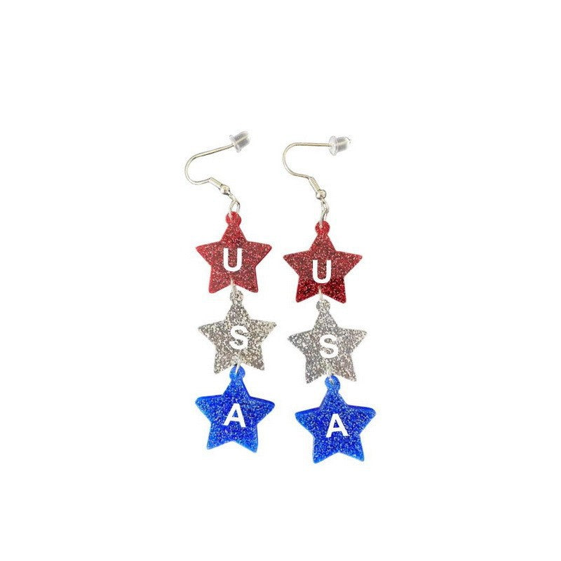 Star Pendant Flag Dangle Earrings — earrings, view 2