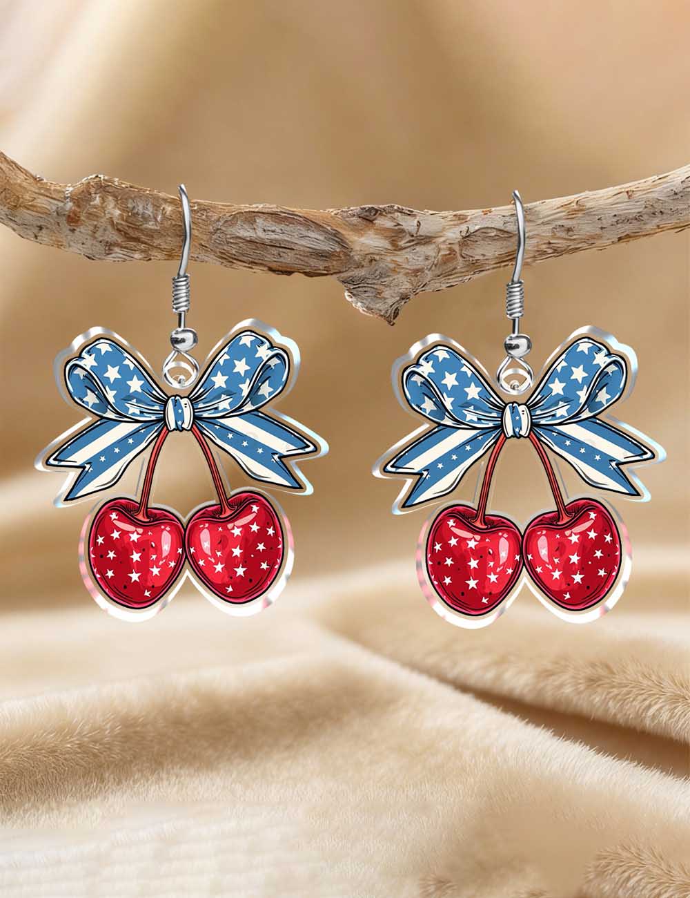 Flag Cherry Pendant Hook Earrings — earrings