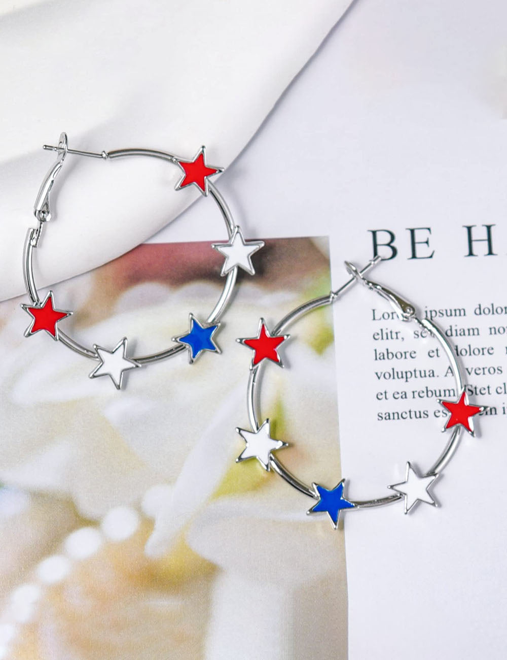 Flag Star Shape Hoop Earrings — earrings