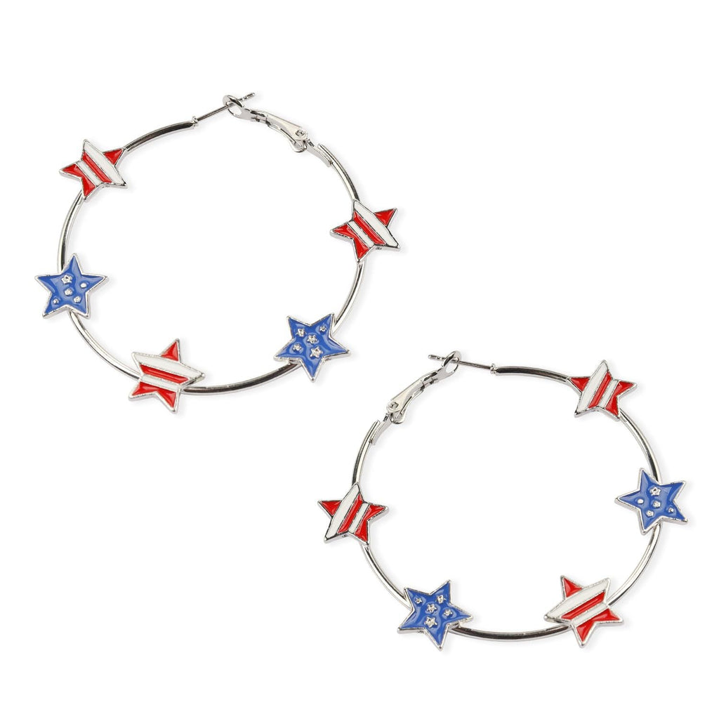 Flag Star Shape Hoop Earrings — earrings, view 7
