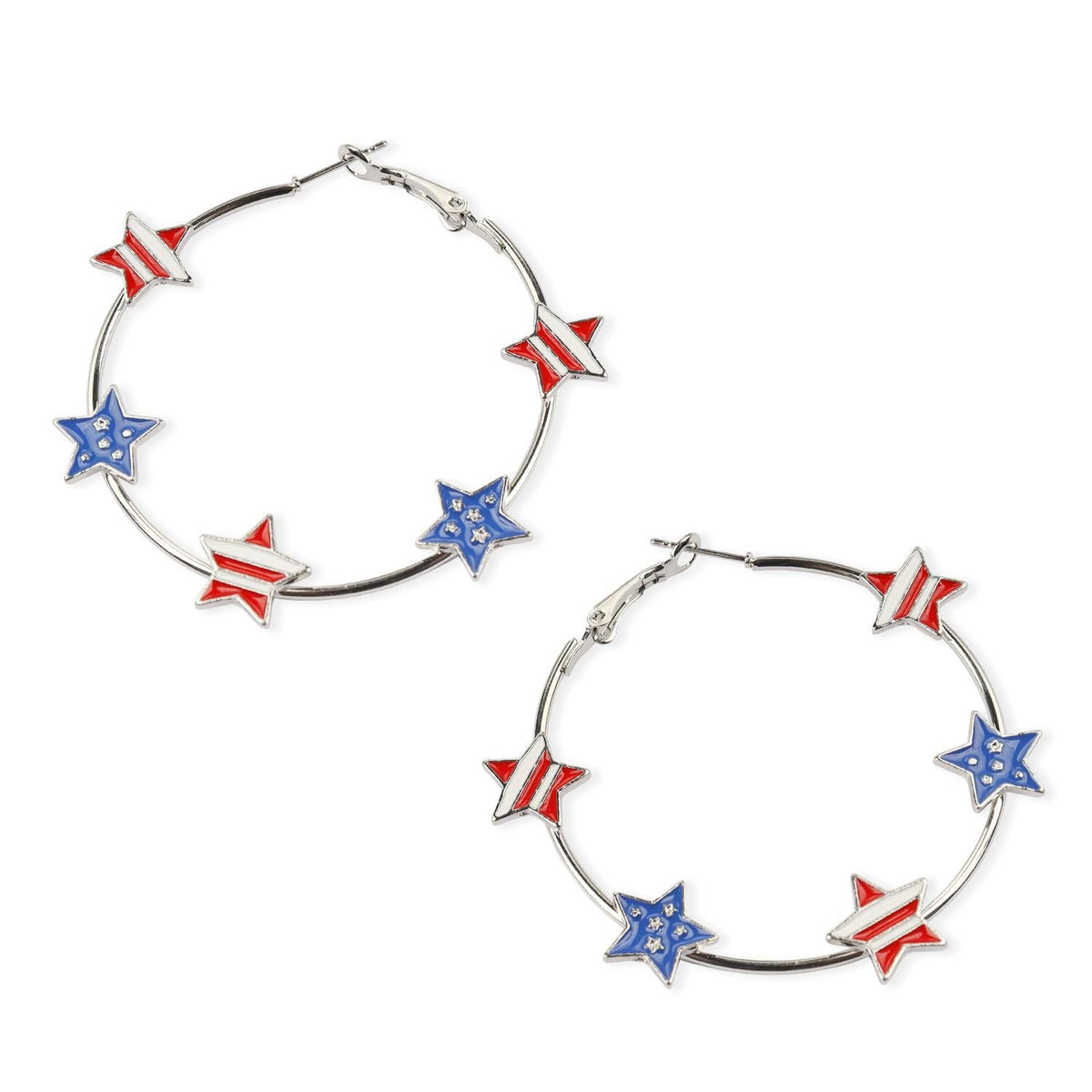 Flag Star Shape Hoop Earrings — earrings, view 7