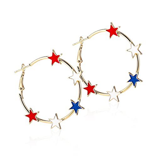Flag Star Shape Hoop Earrings — earrings, view 8