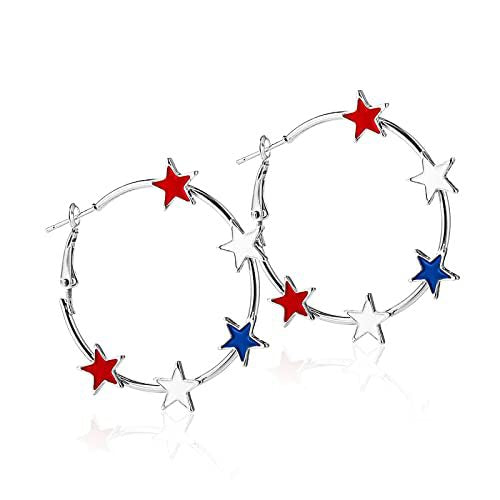 Flag Star Shape Hoop Earrings — earrings, view 9