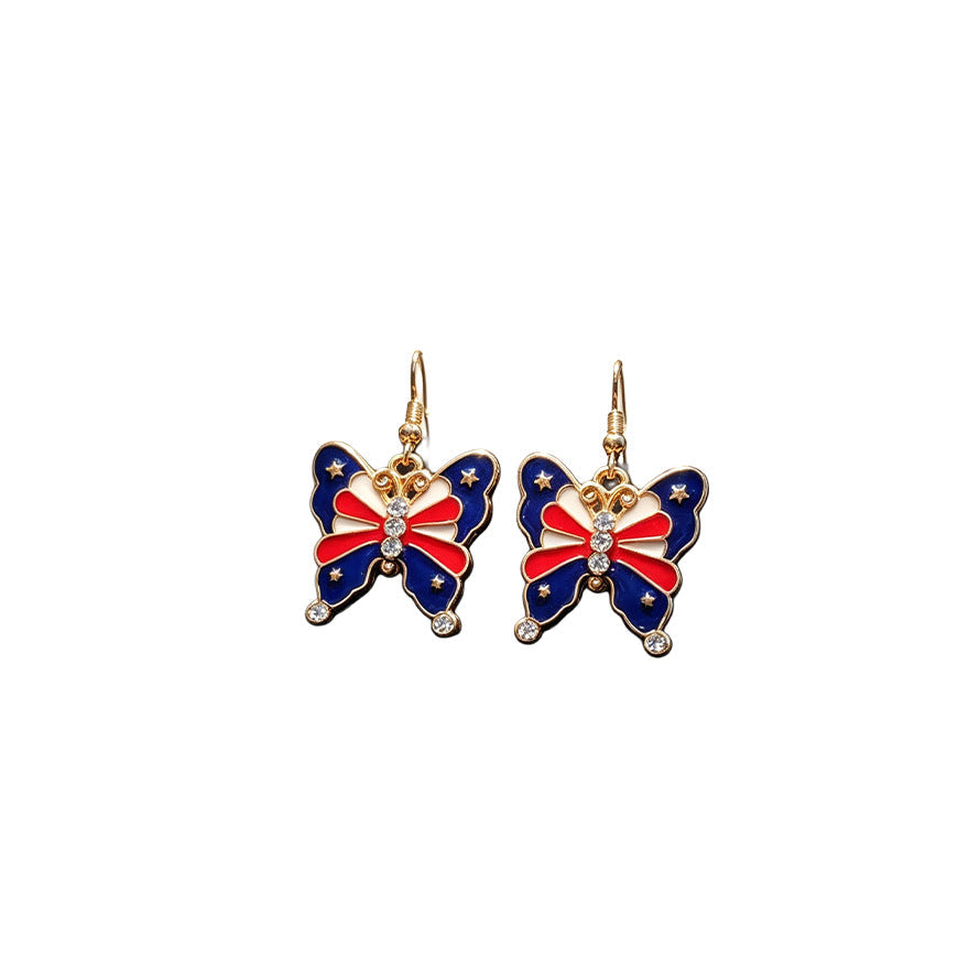 Butterfly Pendant Rhinestone Hook Earrings — earrings, view 7