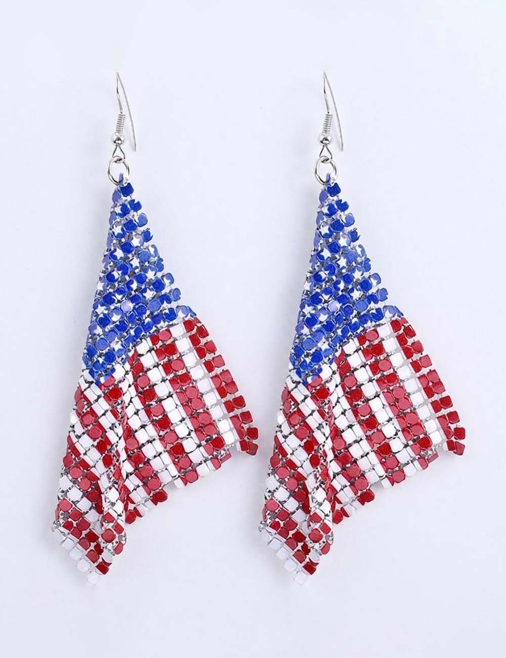 Sequin Flag Pendant Hook Earrings — earrings