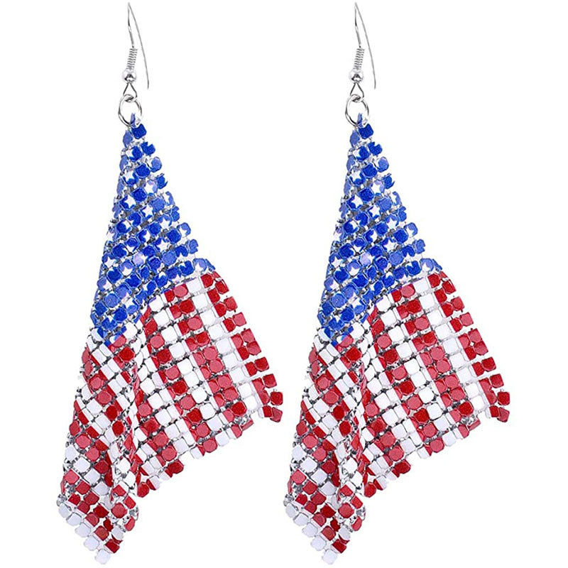 Sequin Flag Pendant Hook Earrings — earrings, view 2