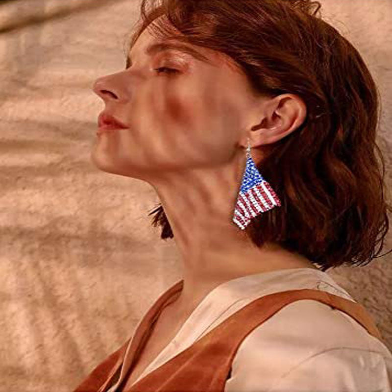 Sequin Flag Pendant Hook Earrings — earrings, view 3
