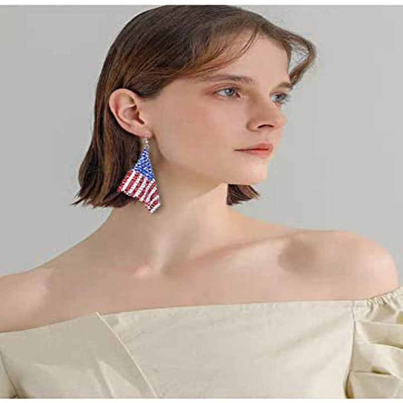 Sequin Flag Pendant Hook Earrings — earrings, view 4