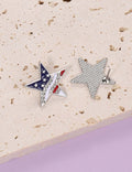 Flag Pattern Star Stud Earrings — silver earrings