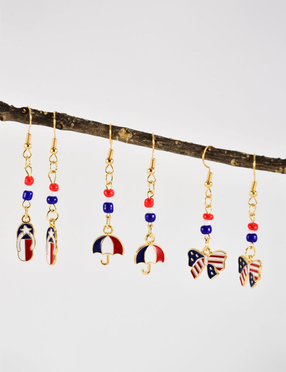 USA Flag Boot Pendant Earrings — earrings