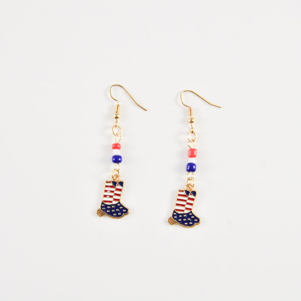 USA Flag Boot Pendant Earrings — earrings, view 5