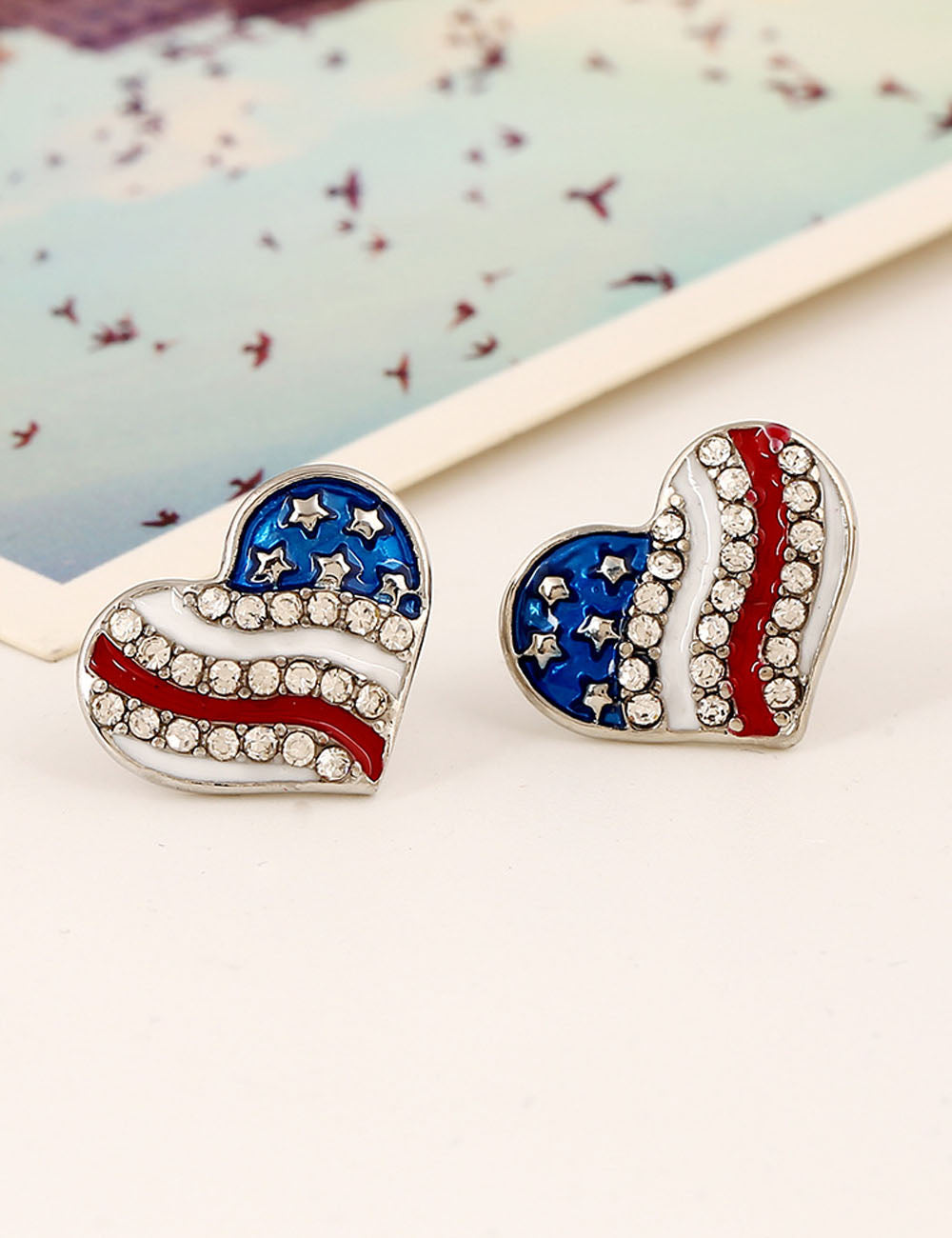 Flag Star Rhinestone Stud Earrings — earrings