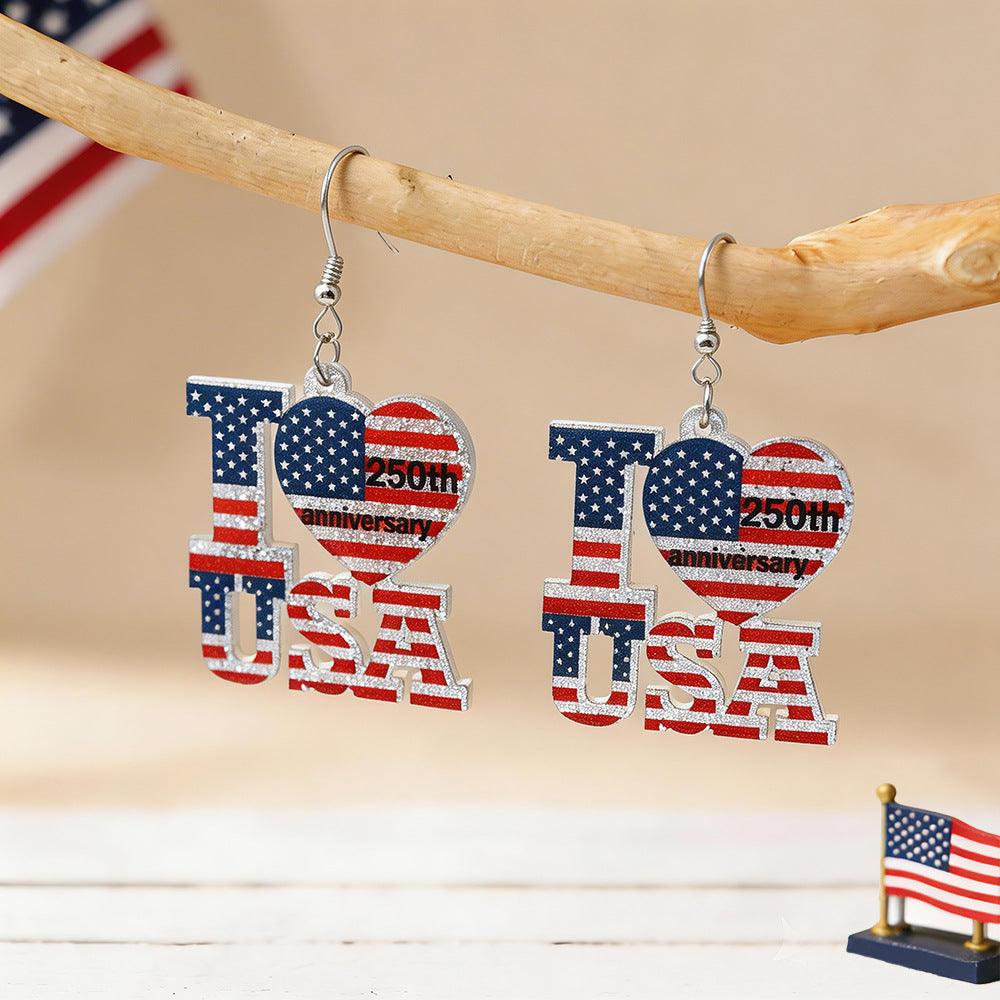 Flag Letter Pendant Hook Earrings — earrings, view 3