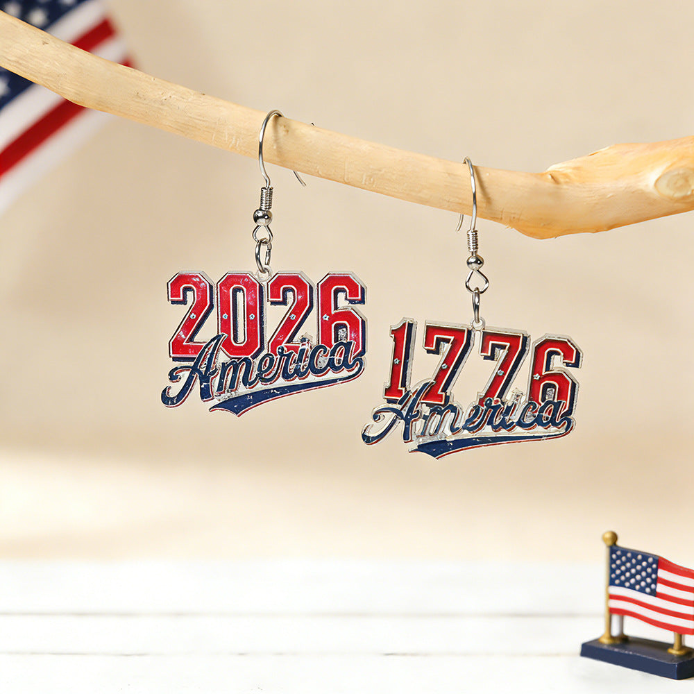 Flag Letter Pendant Hook Earrings — earrings, view 4