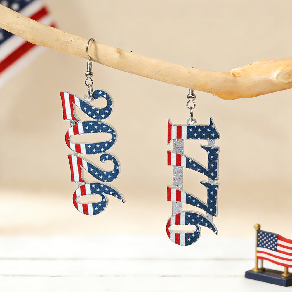 Flag Letter Pendant Hook Earrings — earrings, view 5