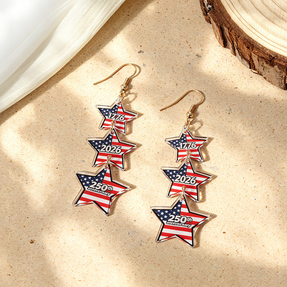Star Pendant Flag Earrings — earrings, view 2