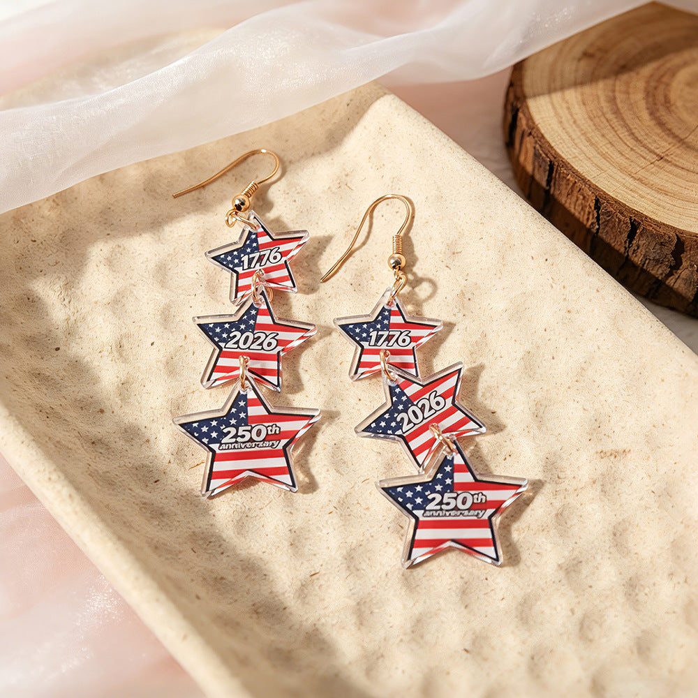 Star Pendant Flag Earrings — earrings, view 3