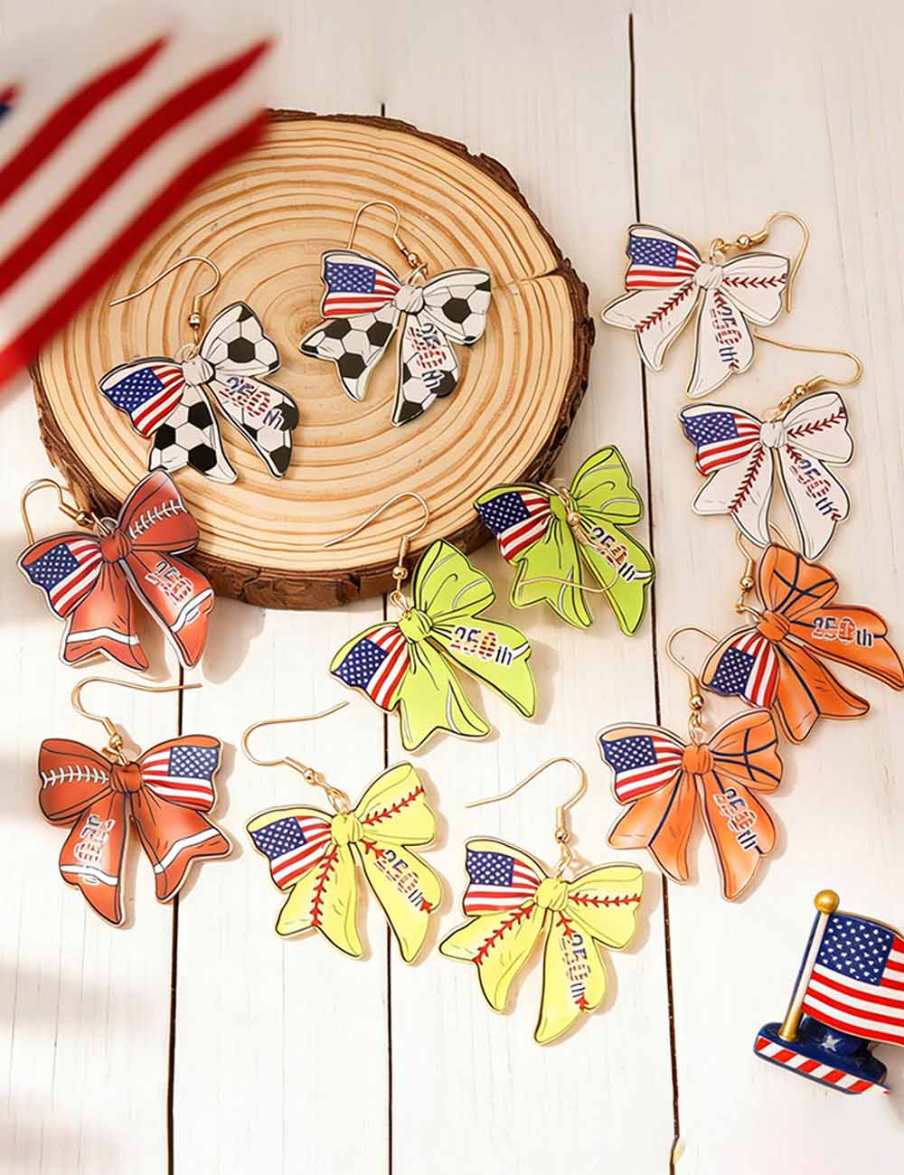 Flag Bowknot Pendant Hook Earrings — earrings