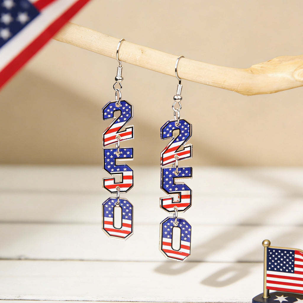 Flag Bowknot Pendant Hook Earrings — earrings, view 5